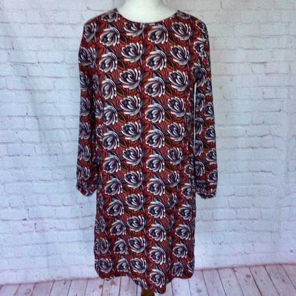 LOFT Dresses & Skirts - LOFT Red Floral Long Sleeve Midi Dress - Size XSP